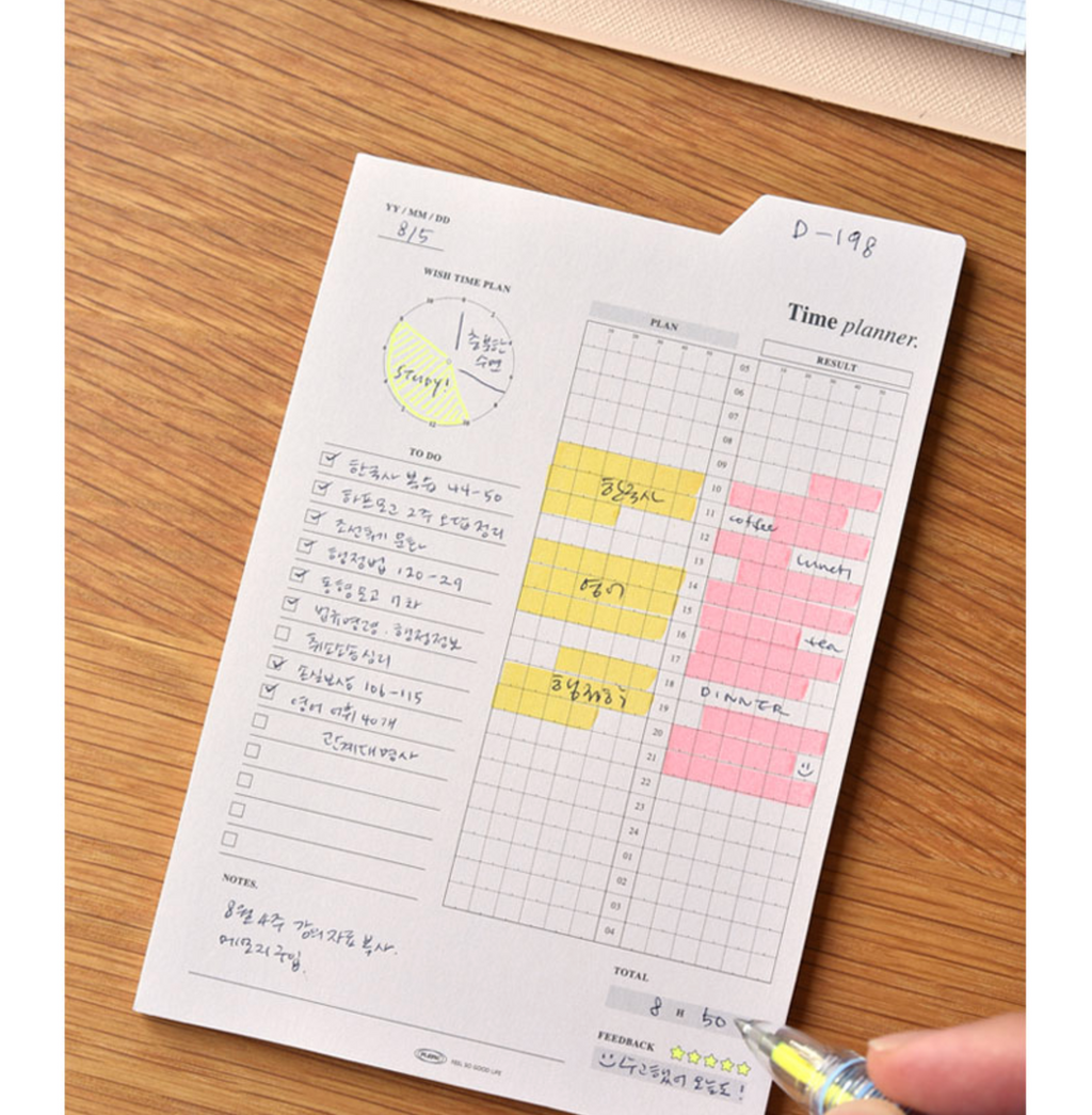 Sticky Index Planner - Time