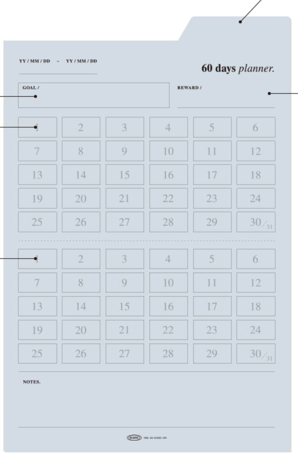 Sticky Index Planner - 60 days