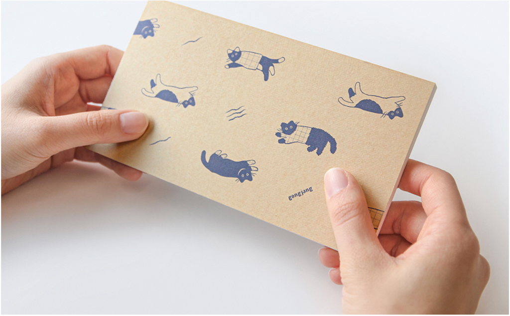 Bloc note chat - Grid memo - Carreaux / Grid - Couleur Sable / Beige