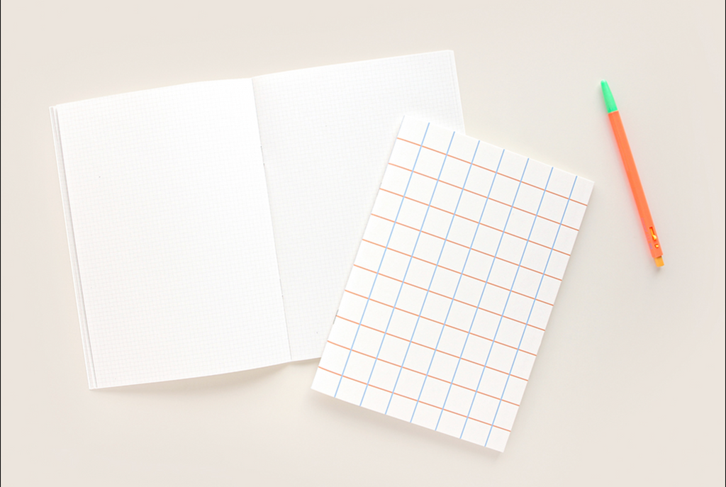 Carnet motif Carreau - Color note B6 - Carreaux / Grid - Orange