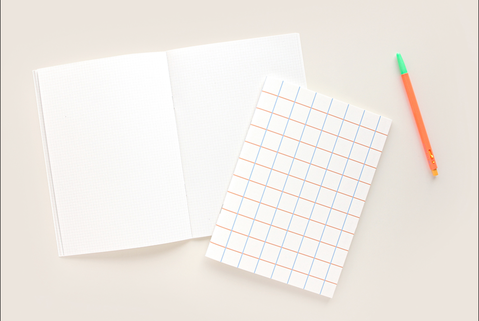 Carnet motif Carreau - Color note B6 - Carreaux / Grid - Orange