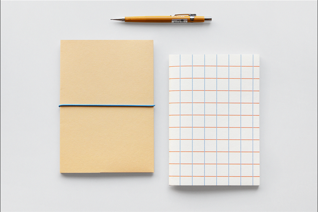 Carnet de note et sa couverture - Color file - Carreaux / Grid - Beige Nature
