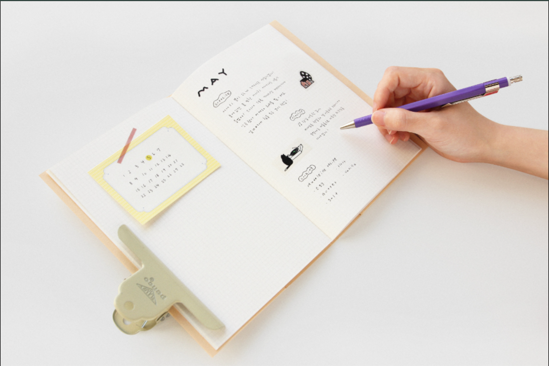 Carnet de note et sa couverture - Color file - Carreaux / Grid - Beige Nature