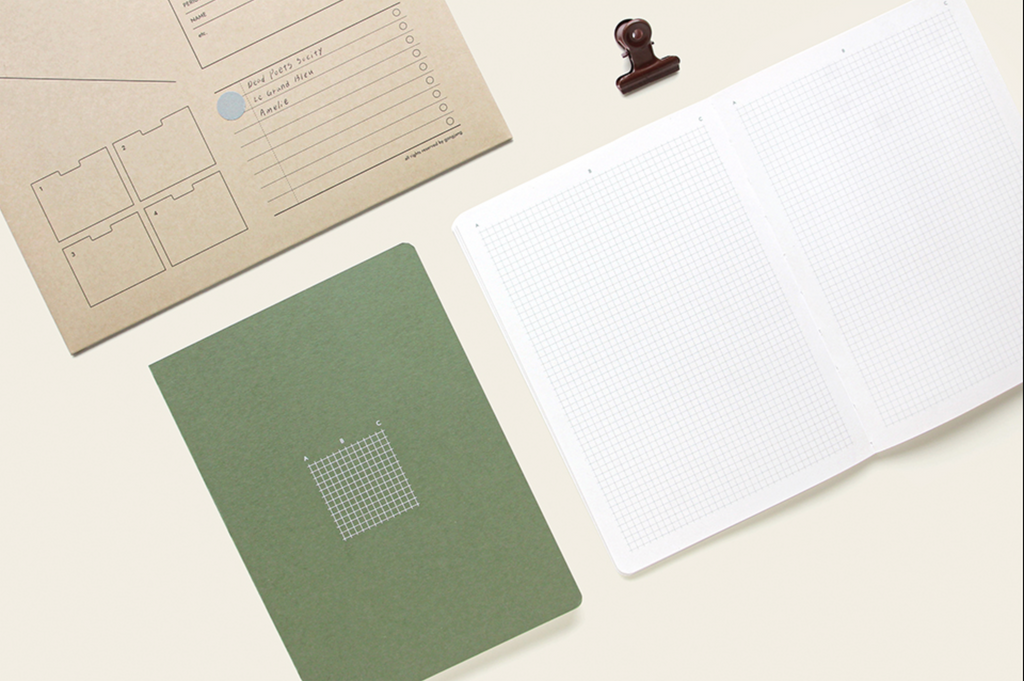 Carnet de note - Edit notebook - Carreaux / Grid - Vert kaki