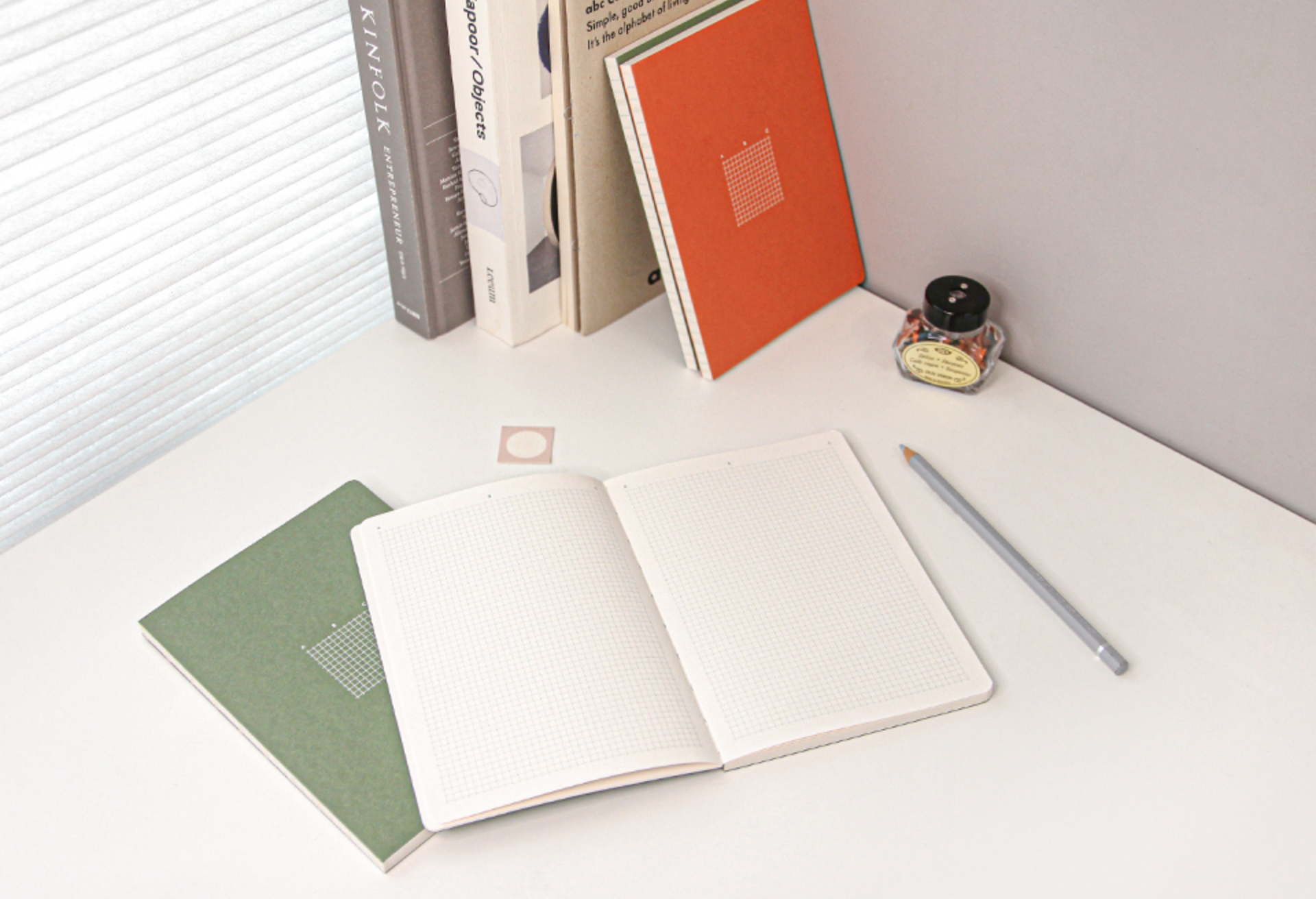 Carnet de note - Edit notebook - Carreaux / Grid - Orange