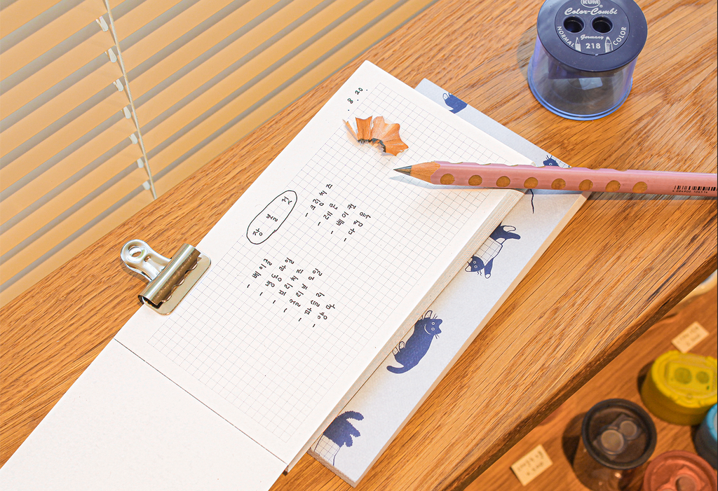 Bloc note chat - Grid memo - Carreaux / Grid - Couleur Sable / Beige