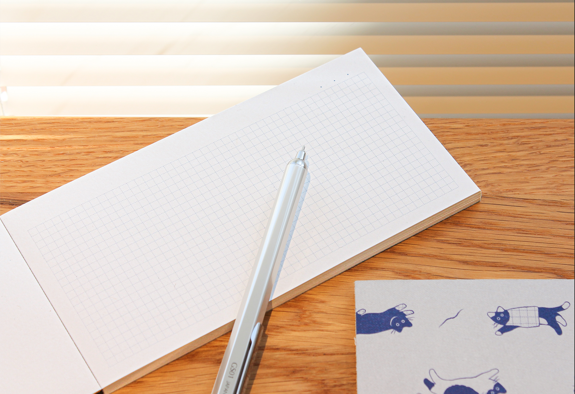 Bloc note chat - Grid memo - Carreaux / Grid - Couleur Sable / Beige