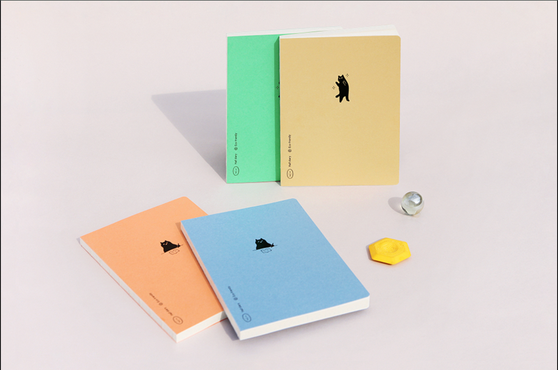 Agenda B6 - Planner 6 mois non daté - One third cat diary - Orange