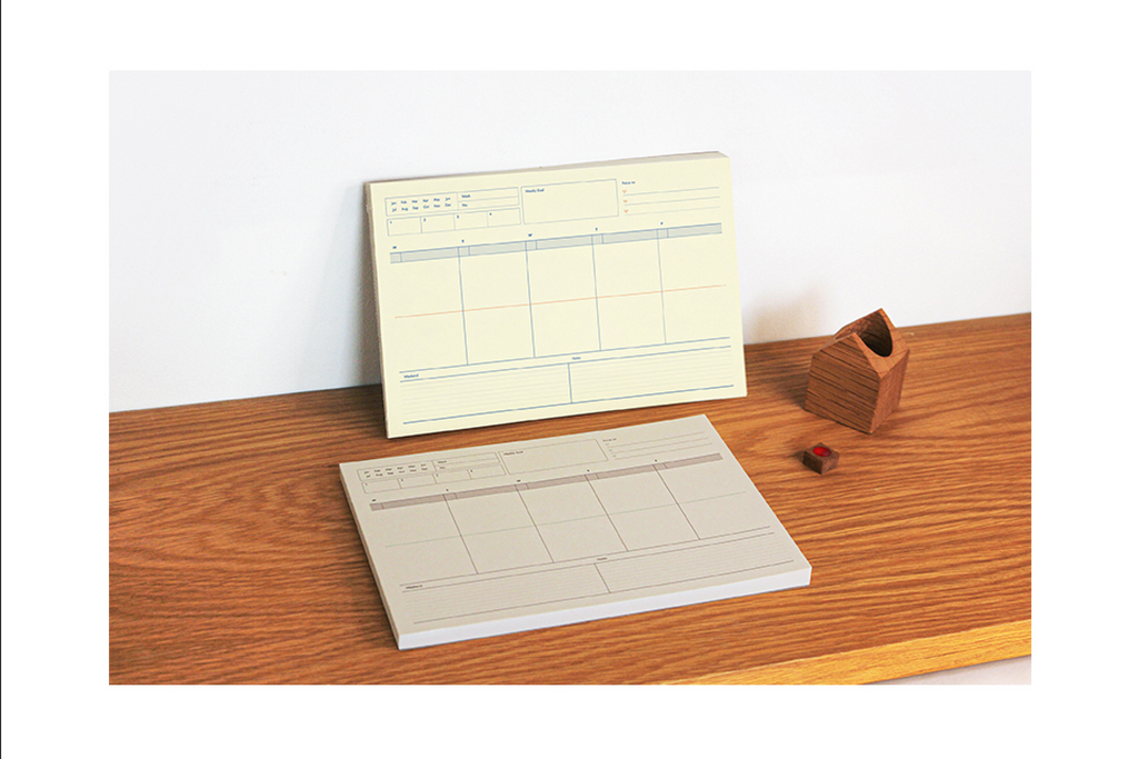 Bloc note semainier A5 - Weekly pad - Ligne Marron
