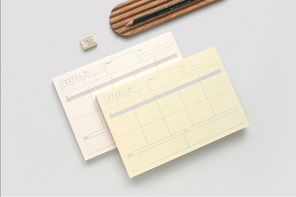 Bloc note semainier A5 - Weekly pad - Ligne bleu