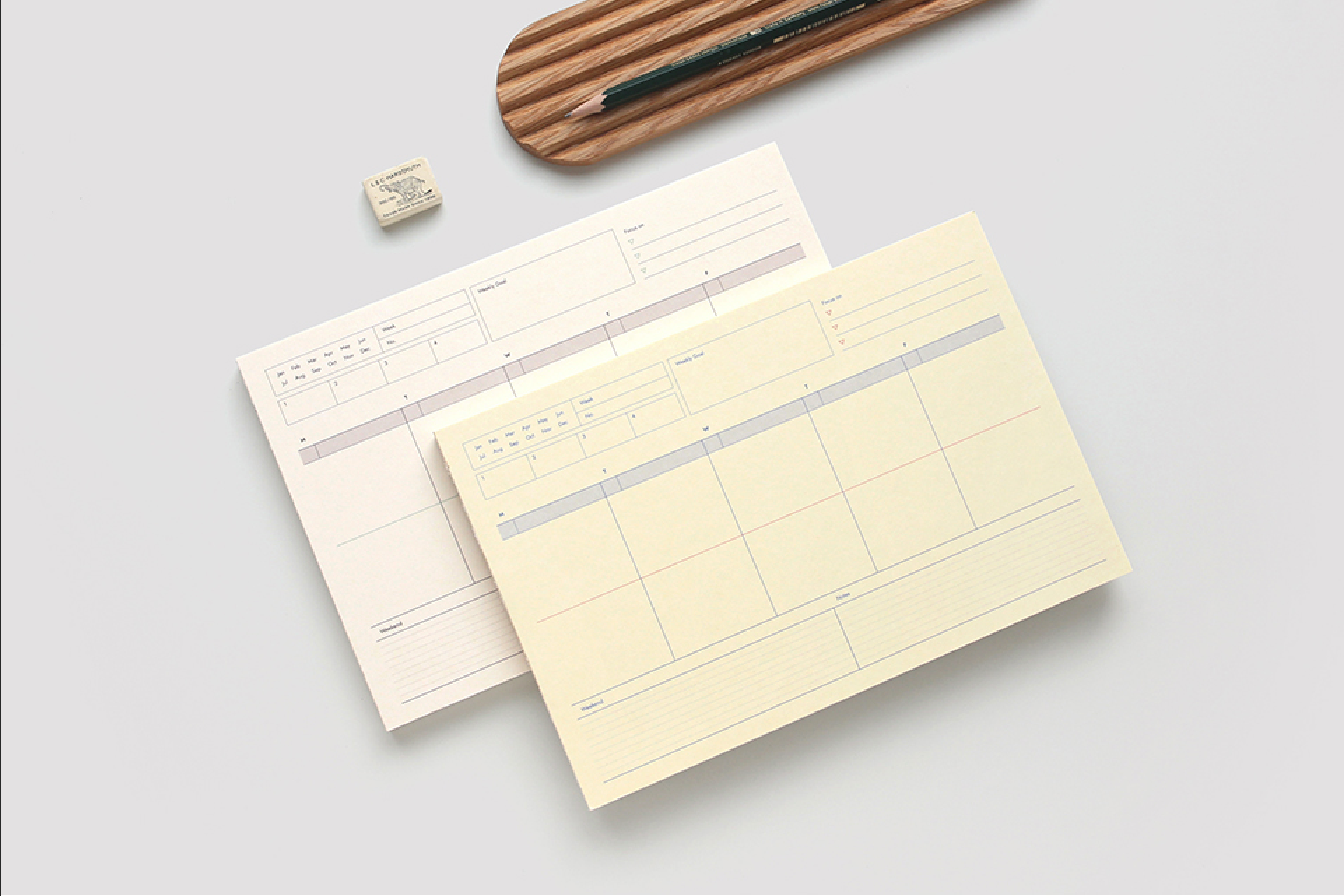 Bloc note semainier A5 - Weekly pad - Ligne bleu