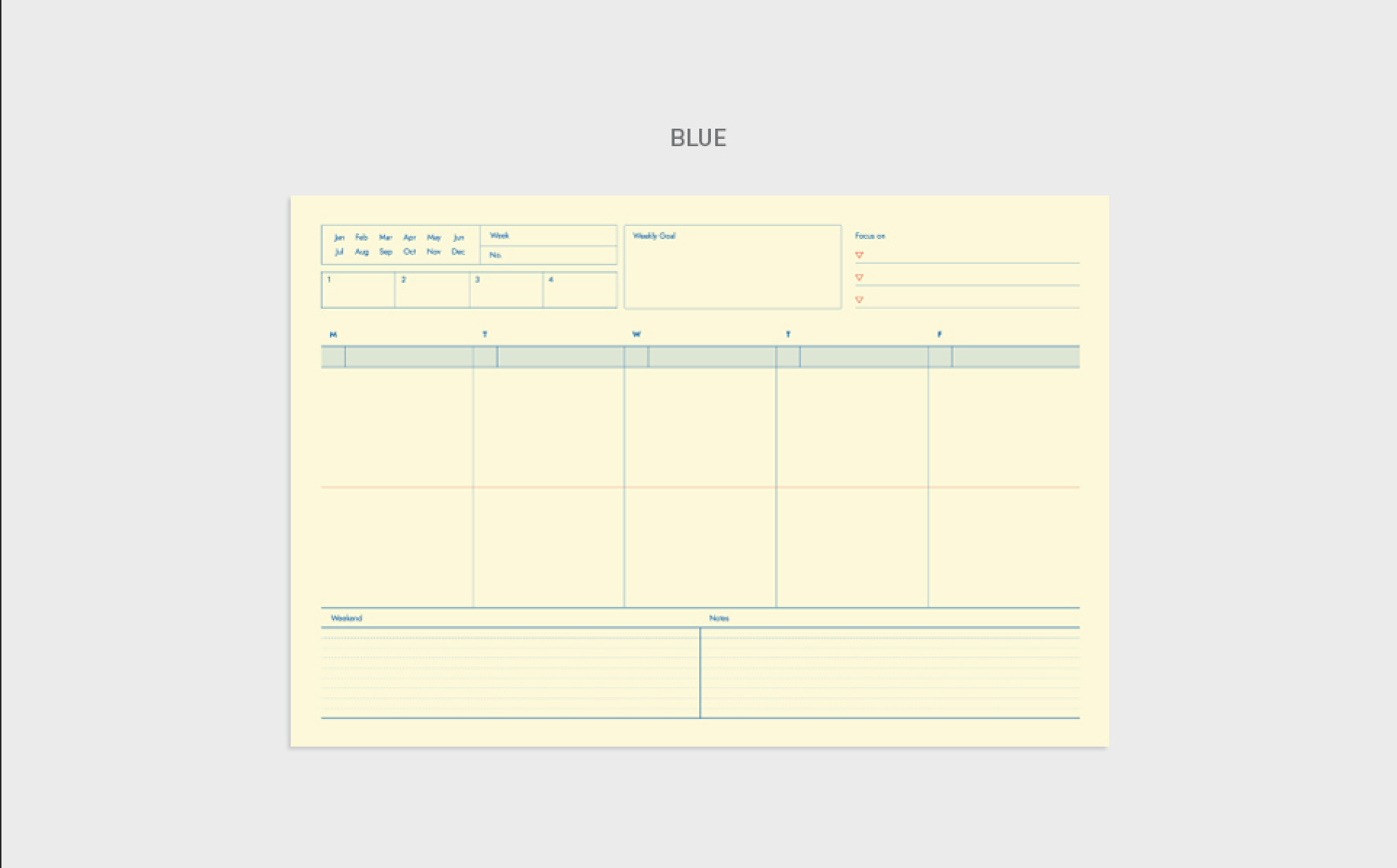 Bloc note semainier A5 - Weekly pad - Ligne bleu