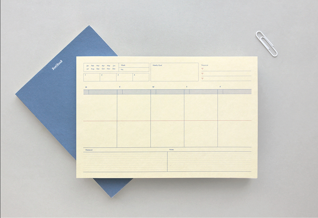 Bloc note semainier A5 - Weekly pad - Ligne bleu