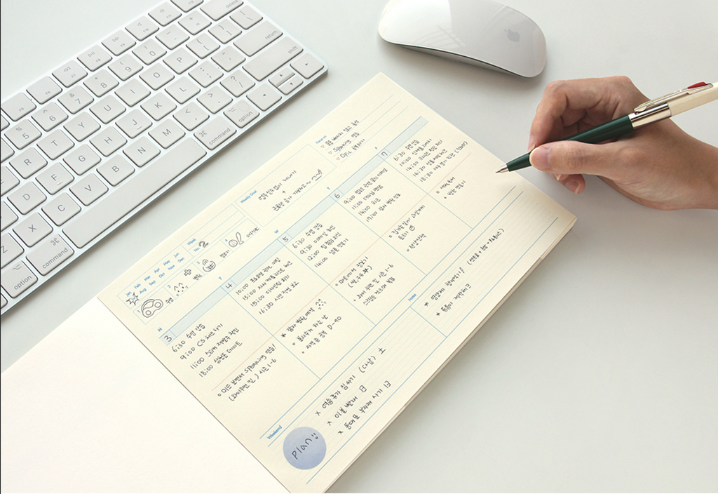 Bloc note semainier A5 - Weekly pad - Ligne bleu