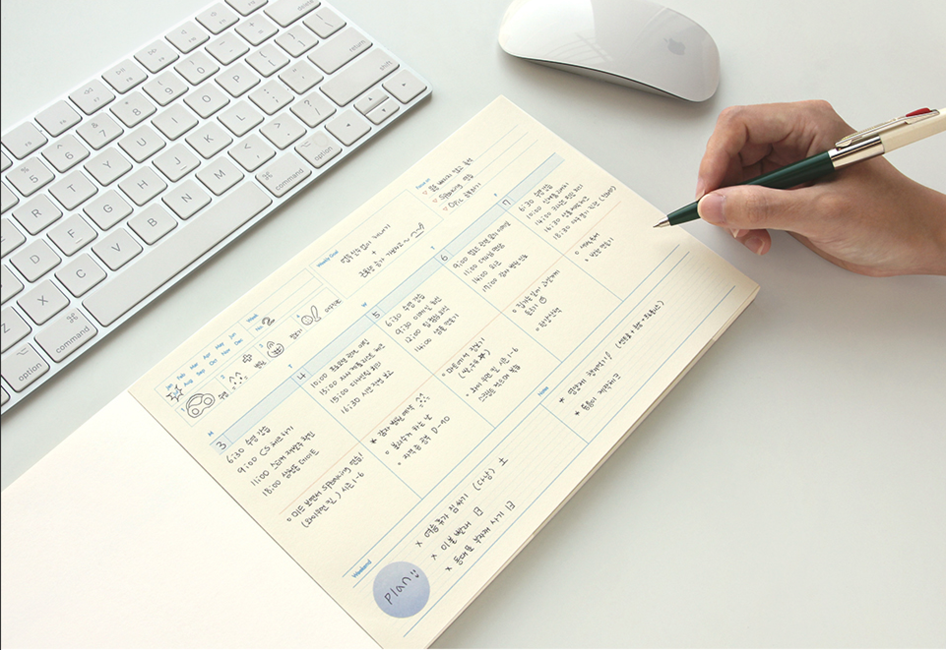 Bloc note semainier A5 - Weekly pad - Ligne bleu