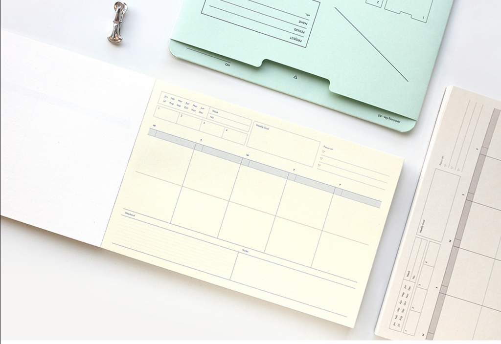 Bloc note semainier A5 - Weekly pad - Ligne bleu
