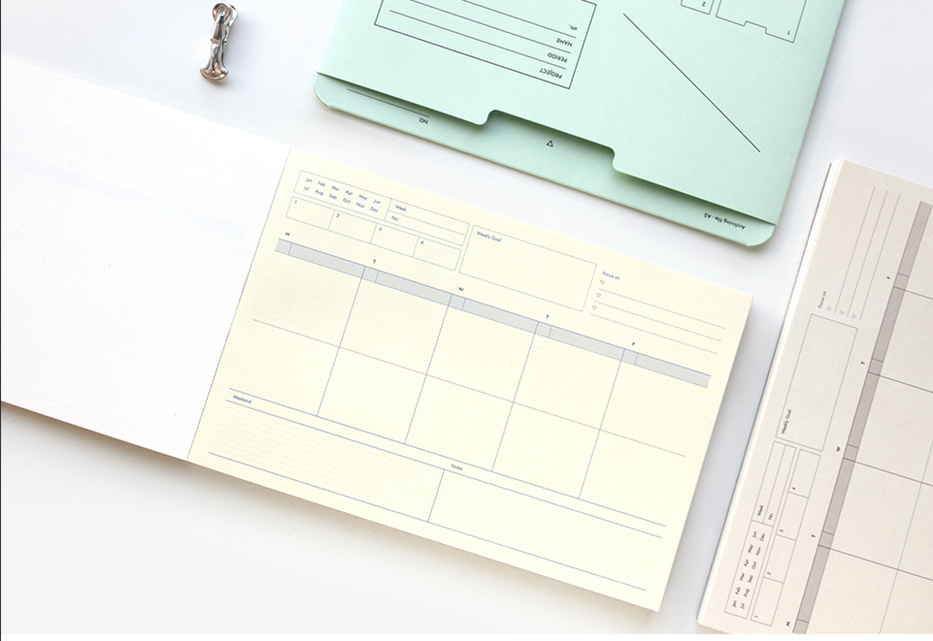Bloc note semainier A5 - Weekly pad - Ligne bleu