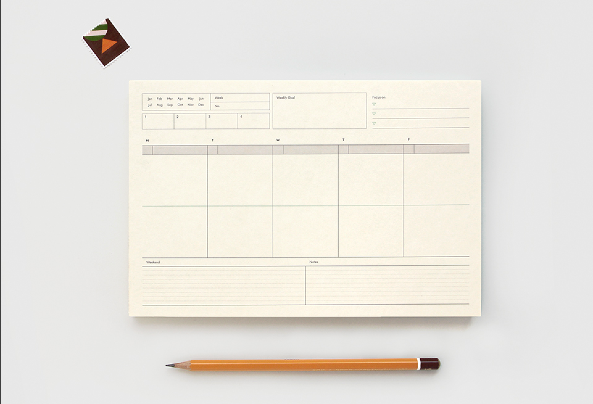 Bloc note semainier A5 - Weekly pad - Ligne Marron