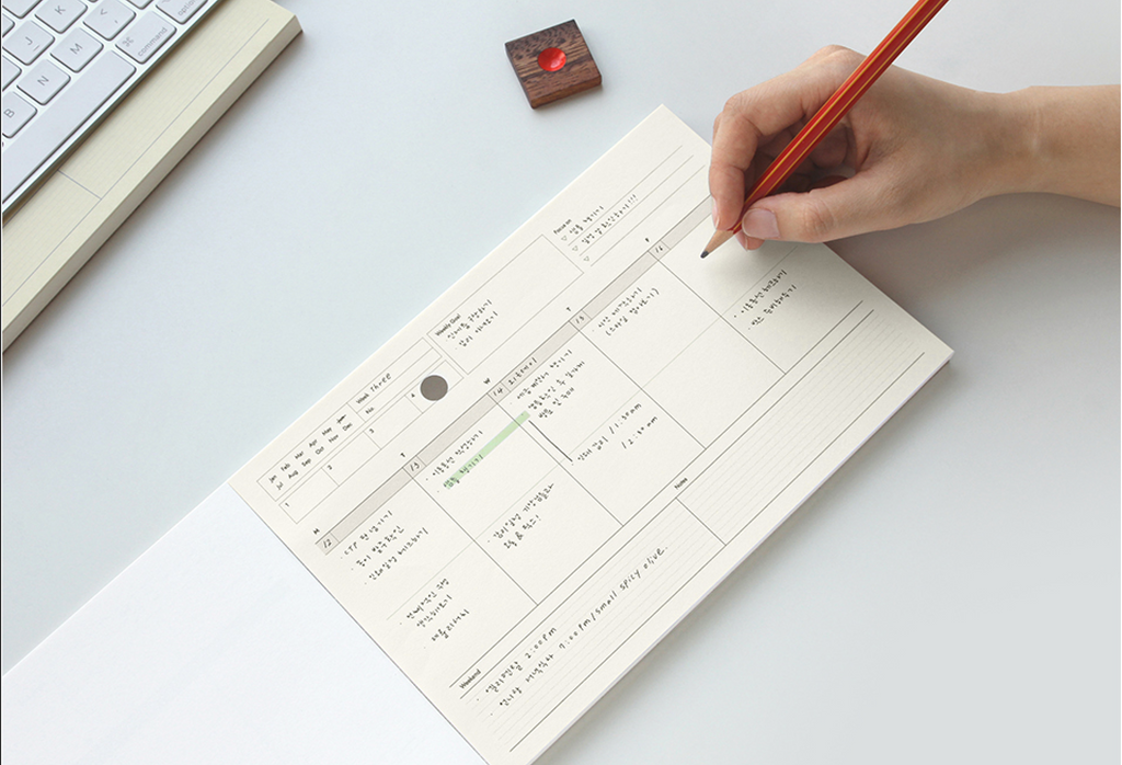 Bloc note semainier A5 - Weekly pad - Ligne Marron