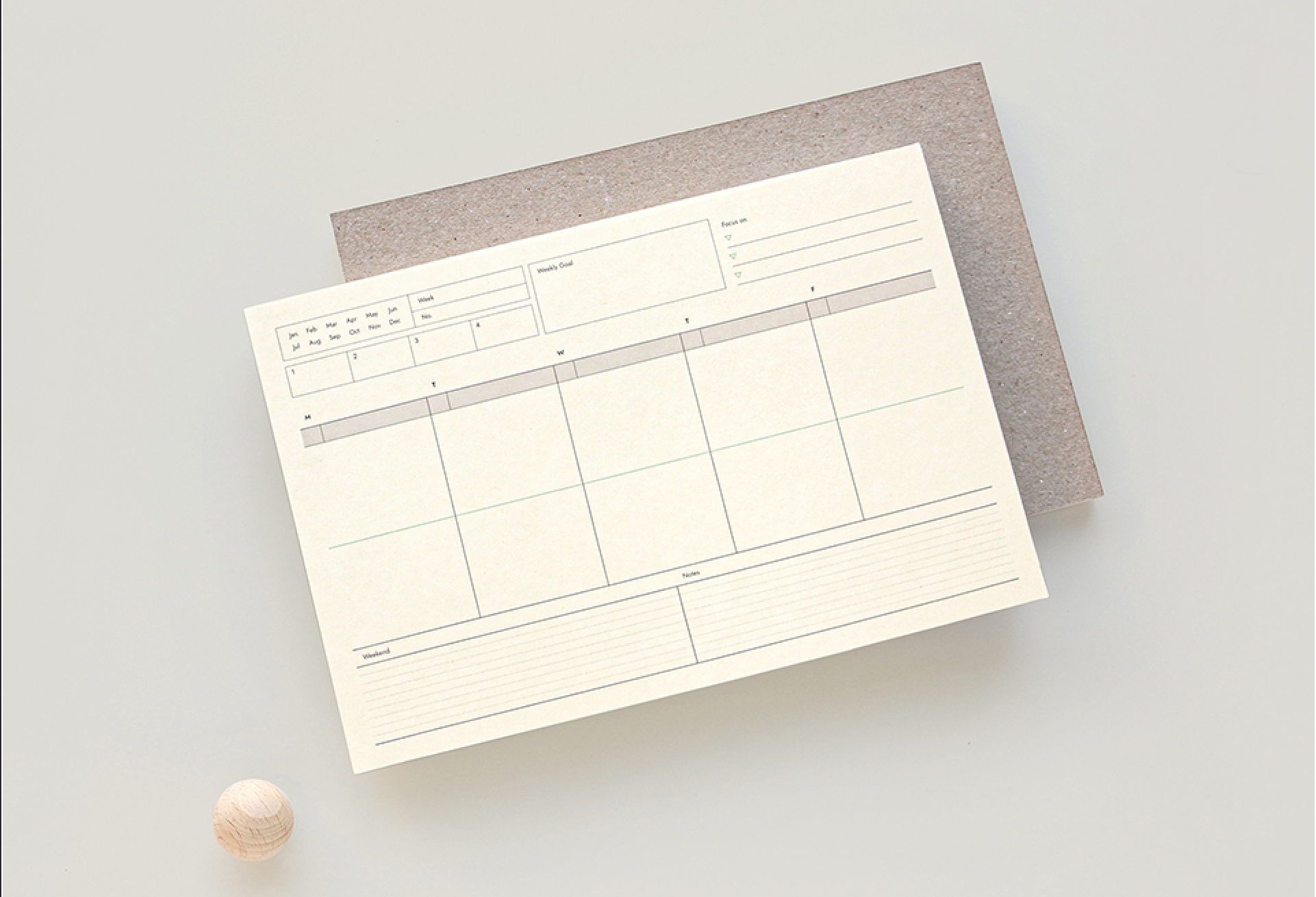 Bloc note semainier A5 - Weekly pad - Ligne Marron