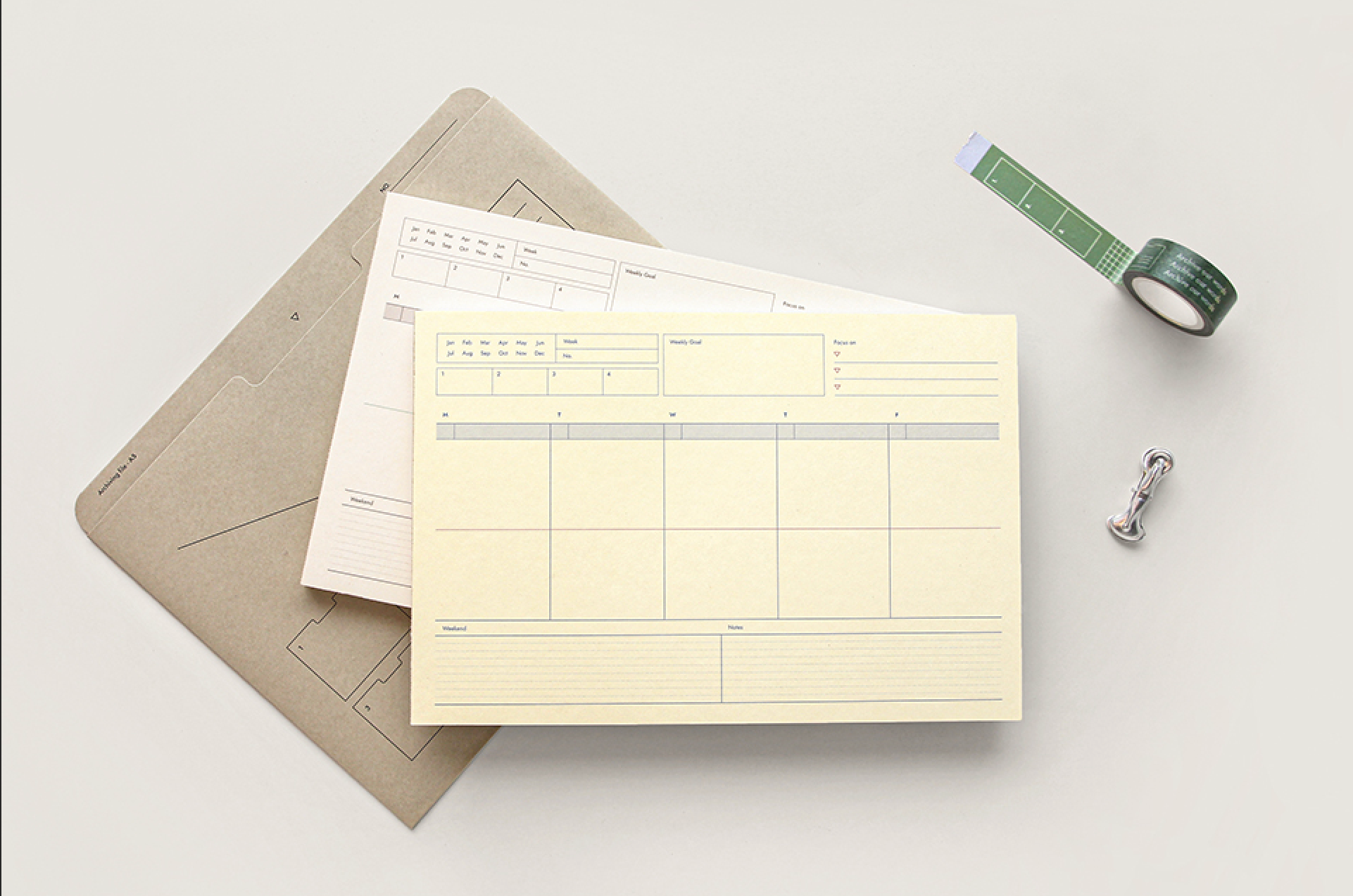 Bloc note semainier A5 - Weekly pad - Ligne Marron